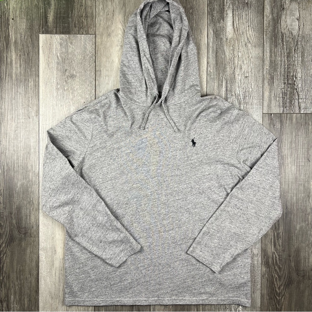 Polo Ralph Lauren Gray Lightweight Hooded Long Sleeve Pullover Hoodie Size XL